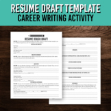 Resume Writing Template for Career Exploration Unit