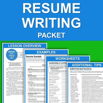Preview of Resume Writing Worksheets: Lesson 2 in Start-to-Finish Job Search Workbook