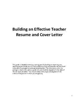 Preview of Resume and Cover Letter Guide for Teachers