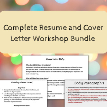 resume and cover letter workshop