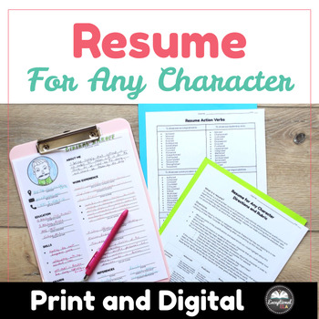 Preview of Resume for Any Character - Character Analysis Activity - Novel - Short Story