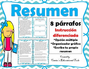 Preview of Resumen - Summary Task Cards - Spanish - Digital Learning