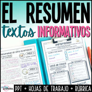Preview of Resumen de un texto informativo nivel secundario - Writing a Summary in Spanish