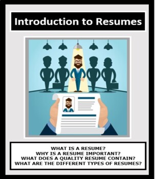 Preview of RESUMES, Introduction to Resumes, Employment, Careers Readiness, Vocational
