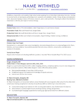 Preview of Sample Resumes for High School Students - Working Files (.docx)