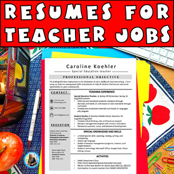 Preview of Teacher Resume Editable Writing Template Jobs Cover Letter Page with Google Docs