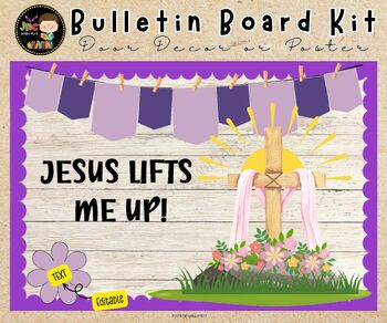 Preview of Resurrection Easter Bulletin Board Kit,Christian Classroom Decor Church,Editable