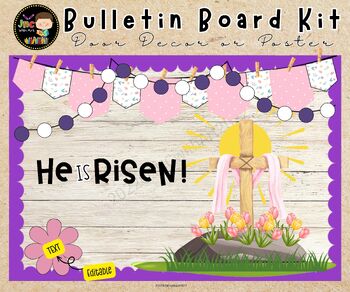 Preview of Resurrection Easter Bulletin Board Kit, Classroom Door Decor, April, Editable