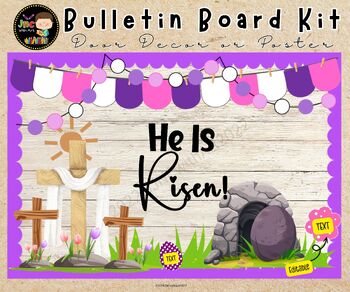 Preview of Resurrection Easter Bulletin Board Kit, Door Decoration, April Church Editable