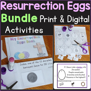 Preview of Resurrection Eggs Bundle Print & Digital Easter Activities Religious, Christian