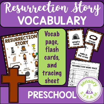 Preview of Resurrection Story Vocabulary and Flash cards | Christian Easter for Preschool