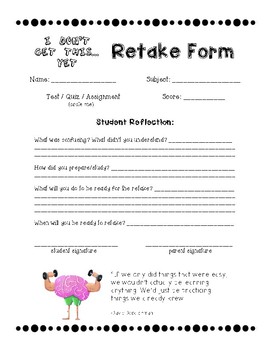 Preview of Retake Form- Test/Quiz/Assignment