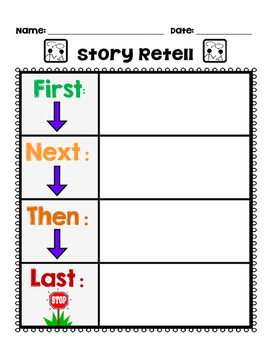 Story Retell First Next Then Last Worksheet And Easel Activity