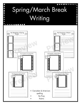 Preview of Retell Spring/March Break Snapshot Writing - No prep, rubric inculded