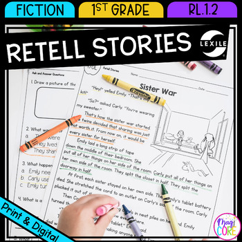 Preview of Retell Stories - 1st Grade Reading Passages Worksheets Anchor Chart RL.1.2 RL1.2