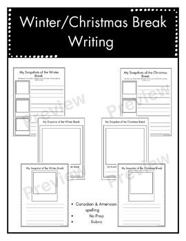 Preview of Retell Winter/Christmas Break Snapshot Writing - No prep, rubric inculded