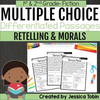 Preview of Retelling Story & Morals Multiple Choice Passages 1st & 2nd Grade RL.1.2 RL2.2