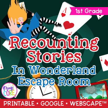 Preview of Recounting Stories in Wonderland Webscape™ Escape Room - 1st Grade