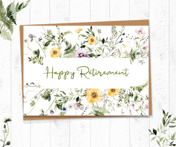 Preview of Retirement Greeting Card, Flowers, Happy Retirement, Farewell Party, PRINTABLE