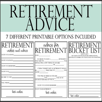 Preview of Retirement Party Advice For Retirement Advice Bucket List Activity