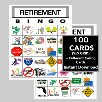 Preview of Retirement Party Bingo, Retirement Games, Digital Download, Bingo Games
