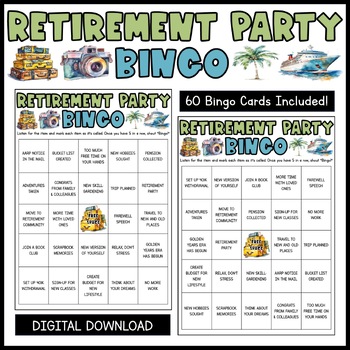 Preview of Retirement Party Bingo Staff Party Game Retirement Game