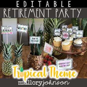 Preview of Retirement Party - EDITABLE Tropical Theme