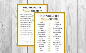 Preview of Retirement Party Game Printable | Who Knows the Retiree | What would the Retiree