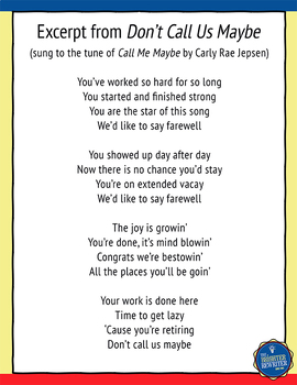 Retirement Song Lyrics For Call Me Maybe By The Brighter Rewriter