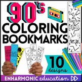 Retro 1990s Bookmarks to Color, 90s Spirit Day Activity, C