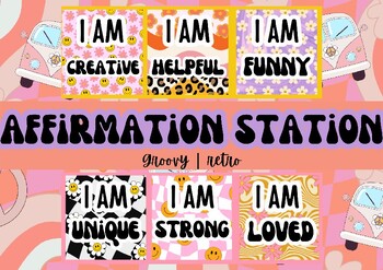 Preview of Retro Affirmation Station | Groovy Affirmation Mirror | I Am Affirmations