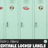 Retro Alien Name Tags - Editable Locker Labels or Cubby Ta
