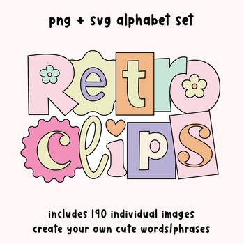 Preview of Retro Alphabet Set - 190 Cute PNG Letters