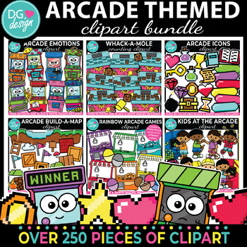 Preview of Retro Arcade Themed Clipart Bundle | Video Game Clip Art | Pixel