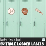 Retro Baseball Name Tags - Editable Locker Labels or Cubby Tags
