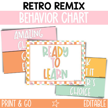 Preview of Retro Behavior Chart / Editable Behavior Chart / Retro Remix