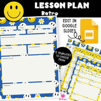 Preview of Retro Blue & Yellow Lesson Plan Template | Google Slides
