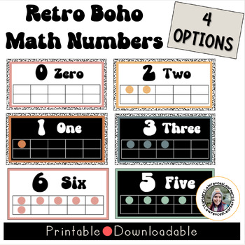 Preview of Retro Boho Classroom Math Posters | New