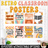 Retro Boho Classroom Posters with Growth Mindset Quotes - 