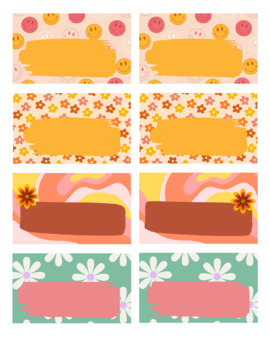 Preview of Retro Boho Groovy Modern Teacher Toolbox Labels- Blank Template (PNG file)