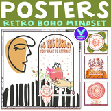 Retro Boho Mindset Posters Quote Positive Classroom Decor 