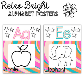 Preview of Retro Bright Alphabet Posters/Bright Classroom Decor/Retro Classroom Decor