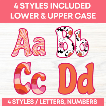 Retro Bulletin Board Letters Groovy Door Decor A-Z, Punctuation Numbers ...