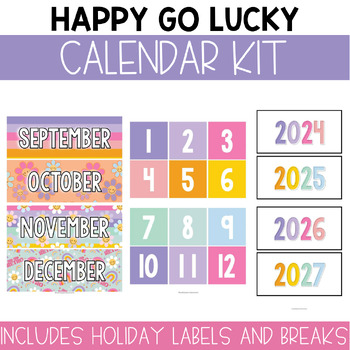 Preview of Retro Calendar Kit / Pocket Chart Calendar Inserts / Groovy Classroom Decor