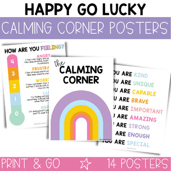 Preview of Retro Calming Corner Posters / Calm Down Corner / Groovy Classroom Decor