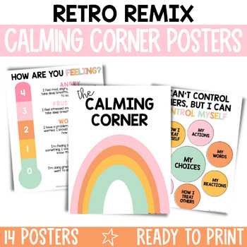 Preview of Retro Calming Corner Posters / Calm Down Corner / Retro Remix