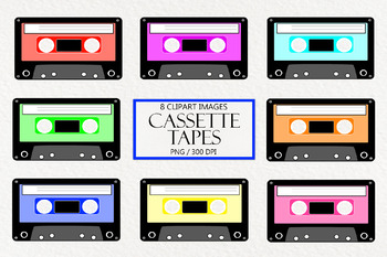 Preview of Retro Cassette Tape Clipart 80s and 90s