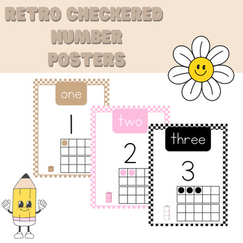 Preview of Retro Checkered Number Posters - Numbers 1-20