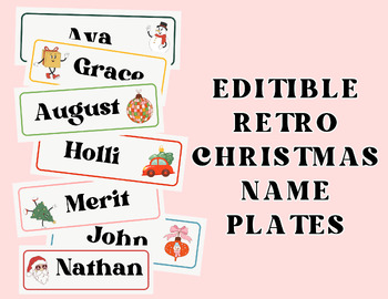 Preview of Retro Christmas Name Plates