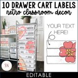 Retro Classroom Decor | 10 Drawer Cart Organizer Labels Da